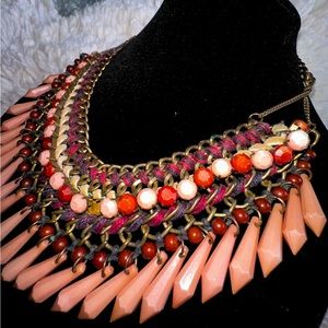 layered statement necklace by ZARA 2000s rare chunky velvet beaded grunge